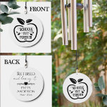 Retirement Teacher Schools Out Thank You Wind Chime<br><div class="desc">Two sided design. Retirement Schools Out Forever,  retired and loving it personalized garden wind chime. Front of chime. Back of design is personalize with name and dates.  easy to customize,  just use the edit template option. apple design</div>