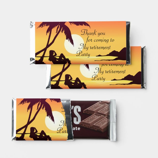 retirement thank you beach party personalize hershey bar favors (Front)