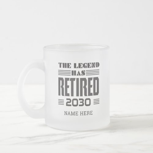 Retirement The Legend Has Retired Personalized Frosted Glass Coffee Mug