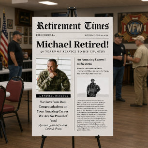 Retirement Times Newspaper Foam Board Sign