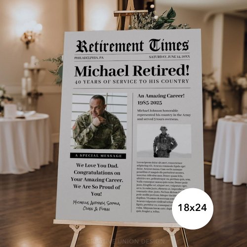 Retirement Times Newspaper Foam Board Sign