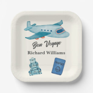 Retirement Travel Adventure Plane Paper Plates