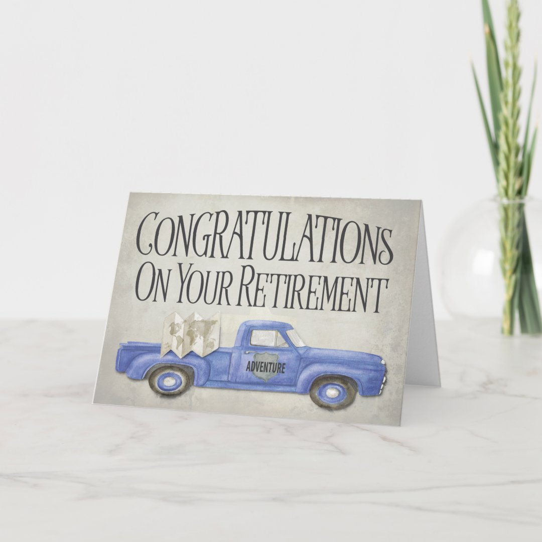 Retirement Travel Adventure Truck Congratulations Card | Zazzle