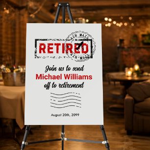 Retirement Travel Post Stamp Grunge Foam Board