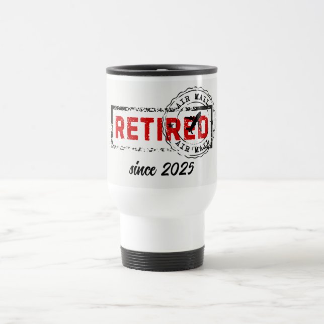 Retirement Travel Post Stamp Grunge Mug (Center)