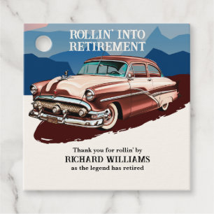 Retirement Travel Retro Classic Car Theme  Favor Tags