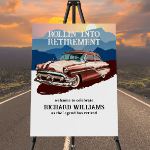 Retirement Travel Retro Classic Car Theme Foam Board