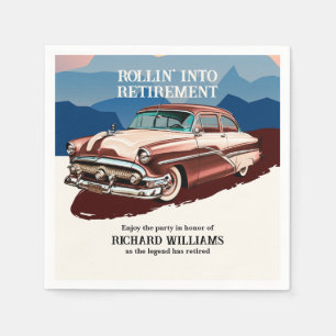 Retirement Travel Retro Classic Car Theme Napkins