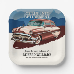 Retirement Travel Retro Classic Car Theme Paper Plates