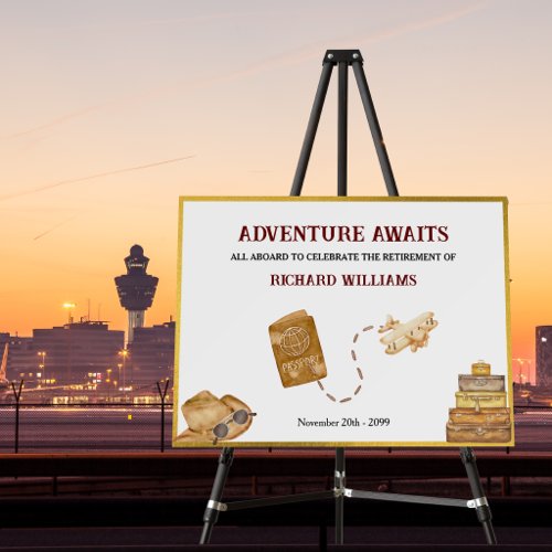 Retirement Travel Theme Adventure Awaits Party Foam Board