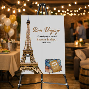 Retirement Travel Theme Bon Voyage Eifel Tower Foam Board