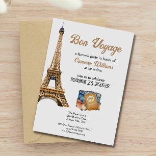 Retirement Travel Theme Bon Voyage Eifel Tower Invitation