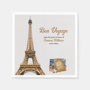 Retirement Travel Theme Bon Voyage Eifel Tower Napkins