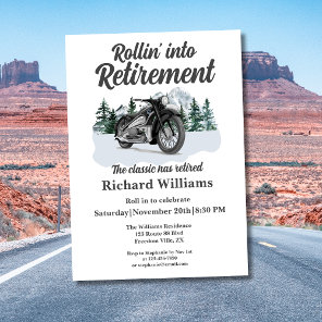 Retirement Travel Theme Classic Motorbike Rolling Invitation