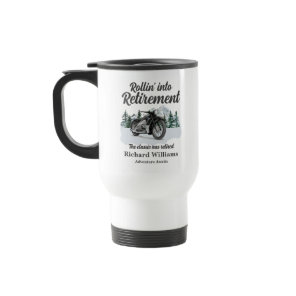Retirement Travel Theme Classic Motorbike Rolling Mug