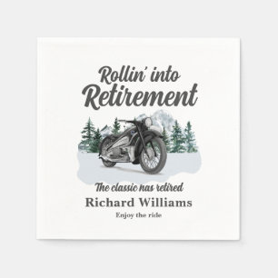 Retirement Travel Theme Classic Motorbike Rolling Napkins