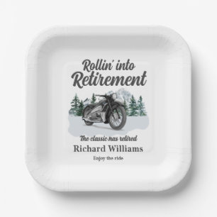 Retirement Travel Theme Classic Motorbike Rolling Paper Plates