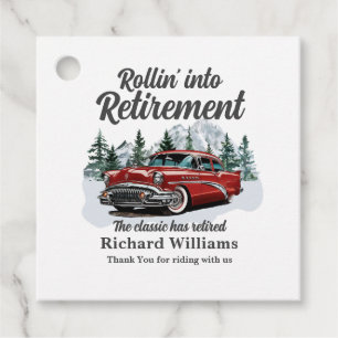 Retirement Travel Theme Classic Retro Car Rolling Favor Tags