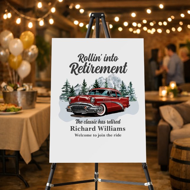 Retirement Travel Theme Classic Retro Car Rolling Foam Board (Creator Uploaded)