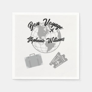 Retirement Travel Theme Party Bon Voyage Globe  Napkins