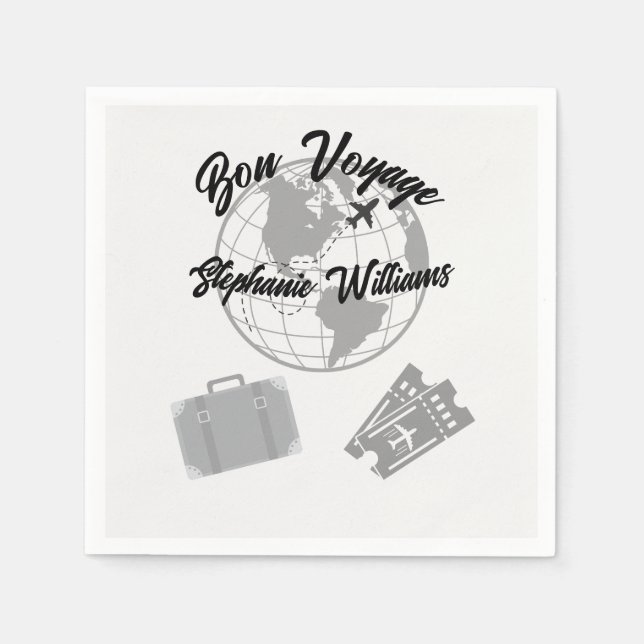 Retirement Travel Theme Party Bon Voyage Globe  Napkins (Front)