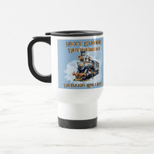 Retirement travel theme Vintage Train Next Station Travel Mug