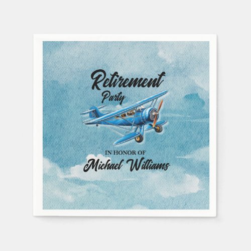 Retirement Travel Themed Party Plane Vintage Napkins