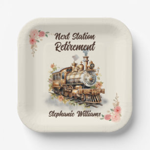 Retirement Travel Themed Party Vintage Train Paper Plates