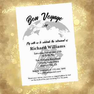 Retirement Travel Themed Party World Map Vintage Invitation