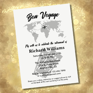 Retirement Travel Themed Party World Map Vintage Invitation