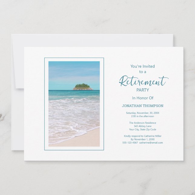 Retirement Tropical Beach Themed Party Invitation (Front)