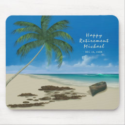 Retirement Tropical Sand Beach Custom Text Mouse Pad