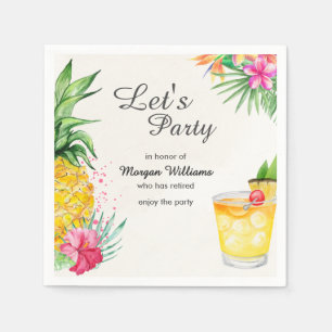 Retirement Tropical Summer Cocktail Party Napkins
