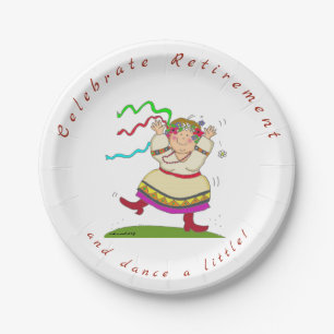 Retirement Ukrainian Folk Art Woman Paper Plates