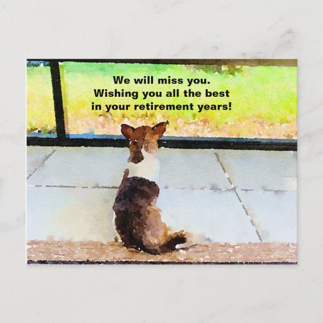 Retirement - We will miss you. Postcard (Front)