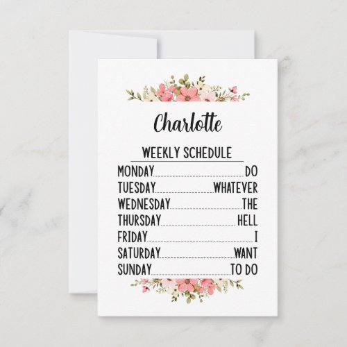 Retirement Weekly Schedule With Personalized Name