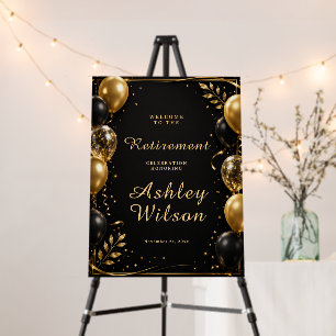 Retirement Welcome Sign, Gold Balloon Retirement Foam Board