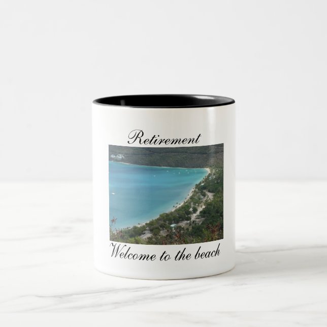 Retirement, Welcome to the beach - Customized Two-Tone Coffee Mug (Center)