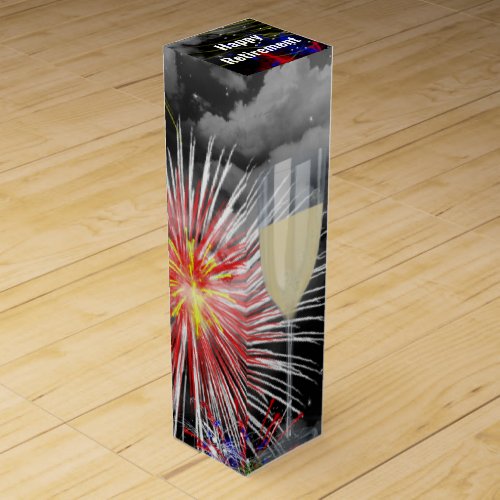 Retirement Wine Glass On Fireworks Wine Box