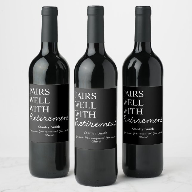 Retirement Wine Label – Cheers & Congrats (Bottles)