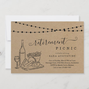 Retirement Wine Tasting and Cheese Picnic Party Invitation