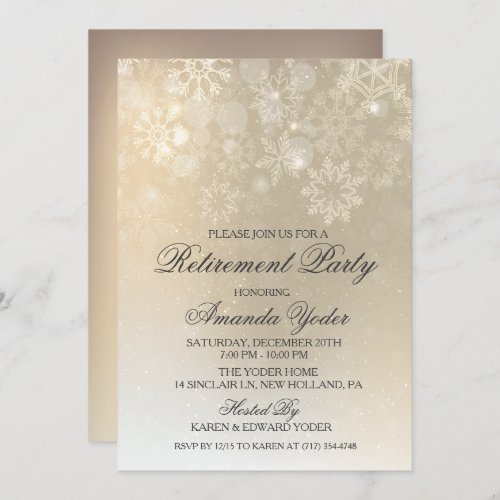 Retirement  Winter Snowflake Invitation