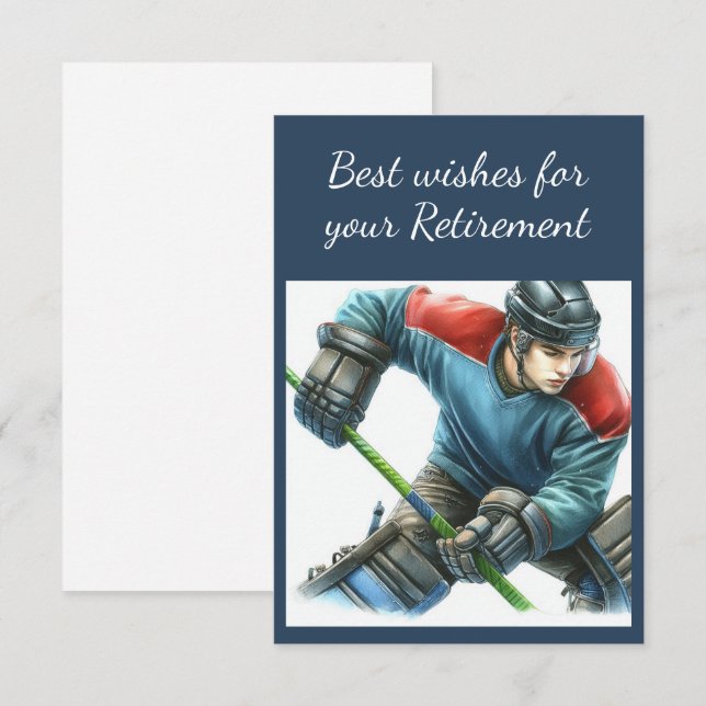 Retirement wishes Boys Hockey Player Coach  Thank You Card (Front/Back)