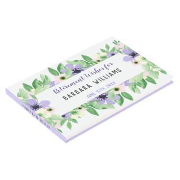 Retirement Wishes Lavender Watercolor Floral Guest Book