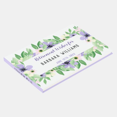 Retirement Wishes Lavender Watercolor Floral Guest Book