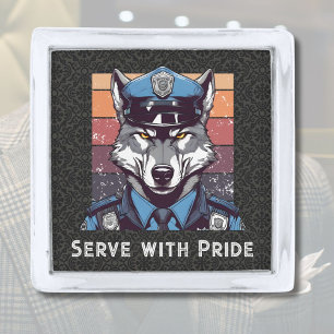 Retirement Wolf Gifts for Police Officers Dad Him Silver Finish Lapel Pin