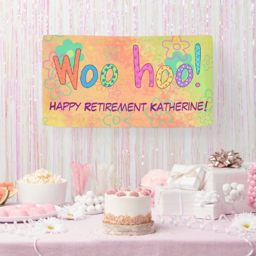 Retirement WooHoo Name Personalized Banner