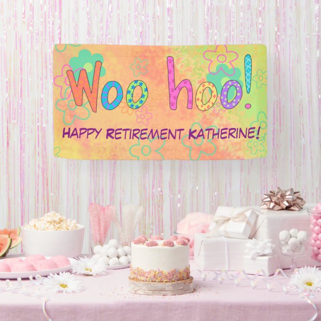 Retirement WooHoo Name Personalized Banner (Party)