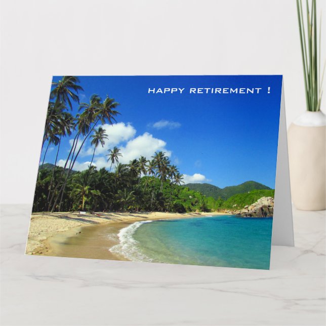 retiring caribbean beach view card (Front)