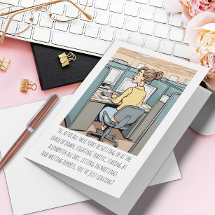 Retiring Female Office Worker Funny Custom Text Card